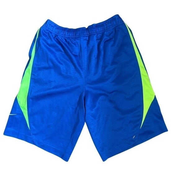 Nike Men's Athletic Shorts Blue Neon Yellow Drawstring Pockets Size M - Picture 3 of 5